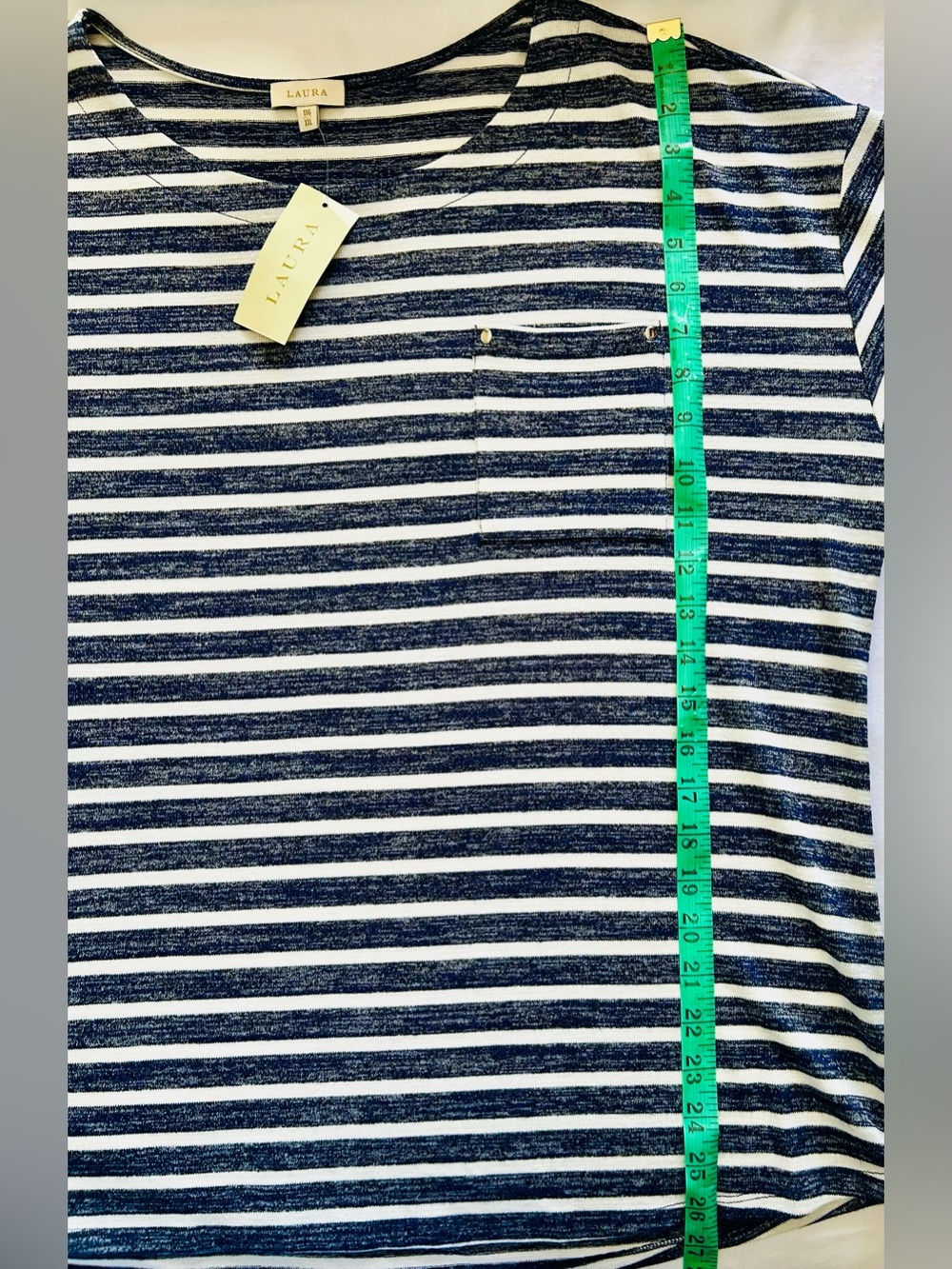 NWT- Laura Long-Sleeved Tee in Navy/White Stripe - Picture 8 of 9